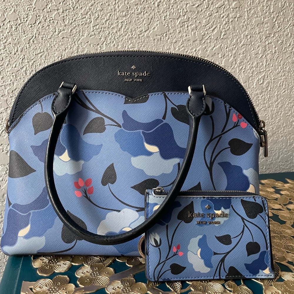Kate Spade Navy and Blue Floral Satchel Set